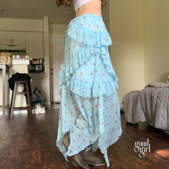 Ifrah Asymmetric Tiered Skirt