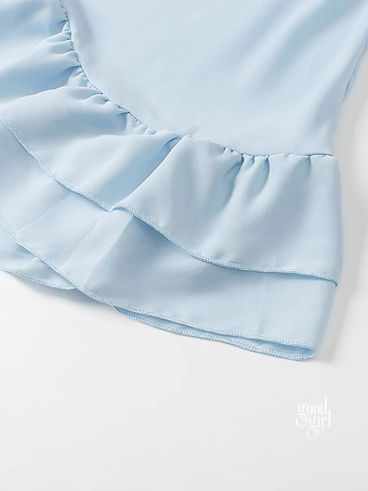 Indie Ruffled Bell Sleeve Mini Dress