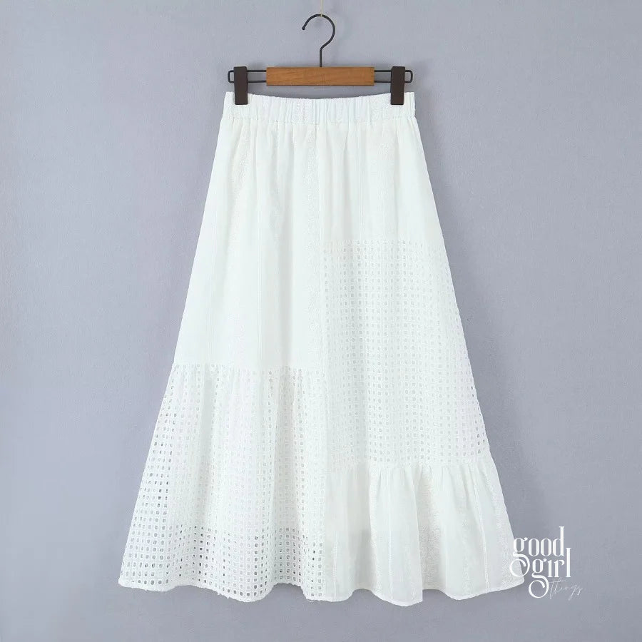 Jacie Embroidered Cut-Out Skirt Set