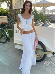 Jacie Embroidered Cut-Out Skirt Set