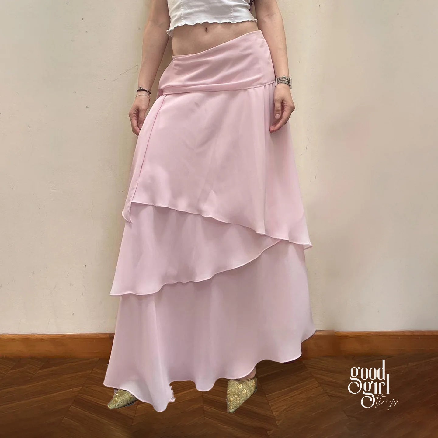 Jacklynn Pink Layered Maxi Skirt