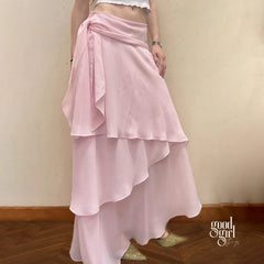 Jacklynn Pink Layered Maxi Skirt