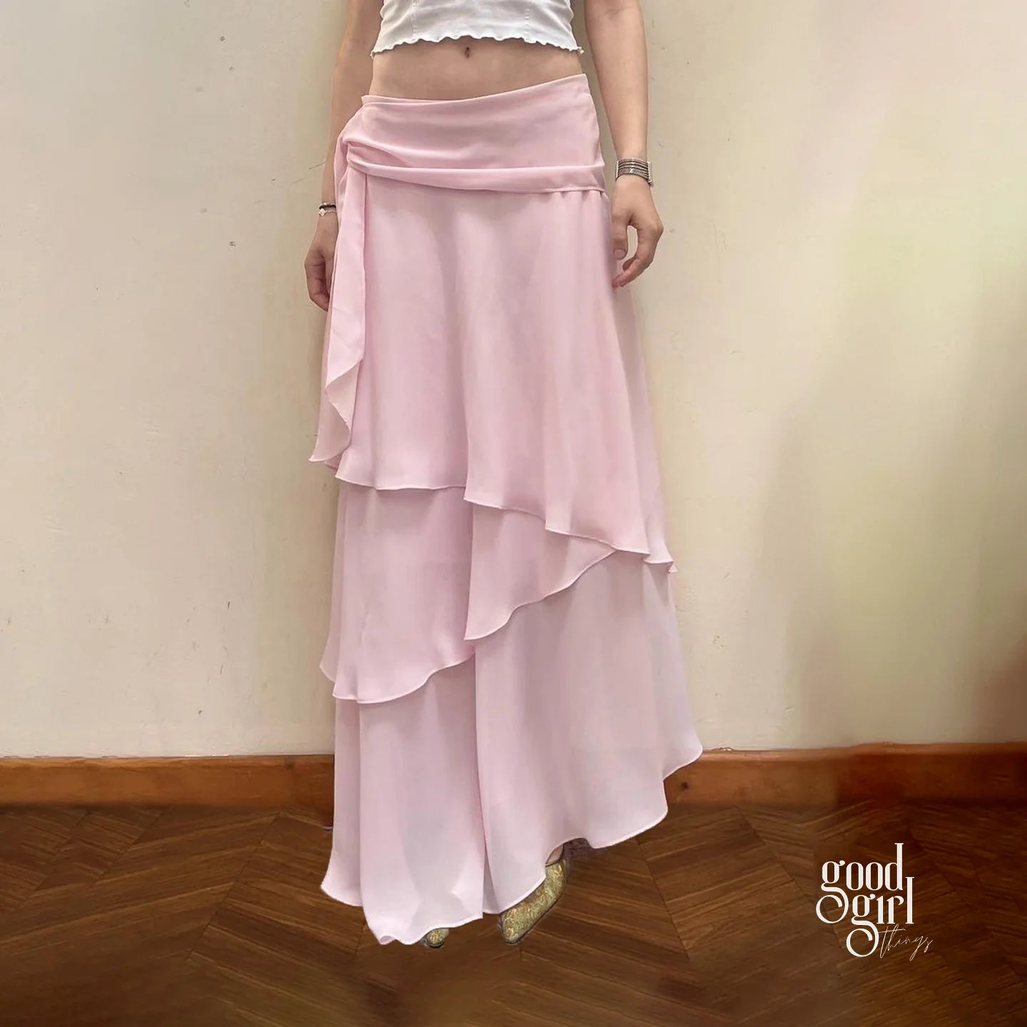 Jacklynn Pink Layered Maxi Skirt