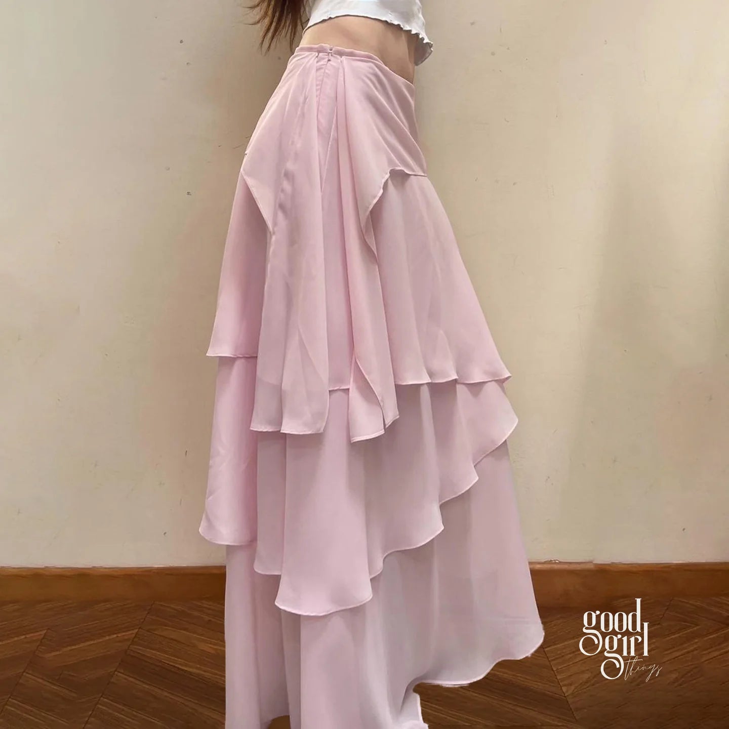 Jacklynn Pink Layered Maxi Skirt