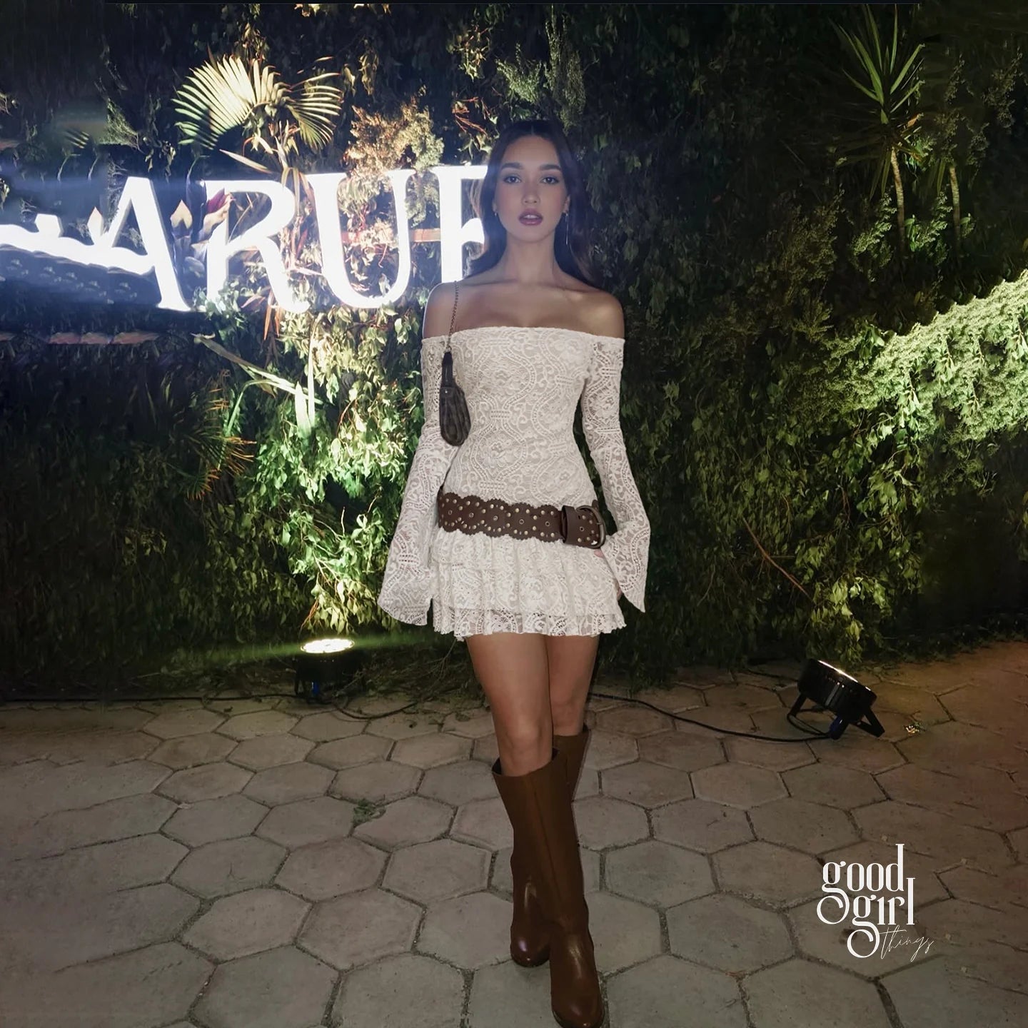 Jadore Off Shoulder Lace Mini Dress