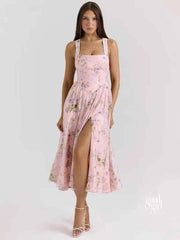 Janey Floral Halter Midi Dress