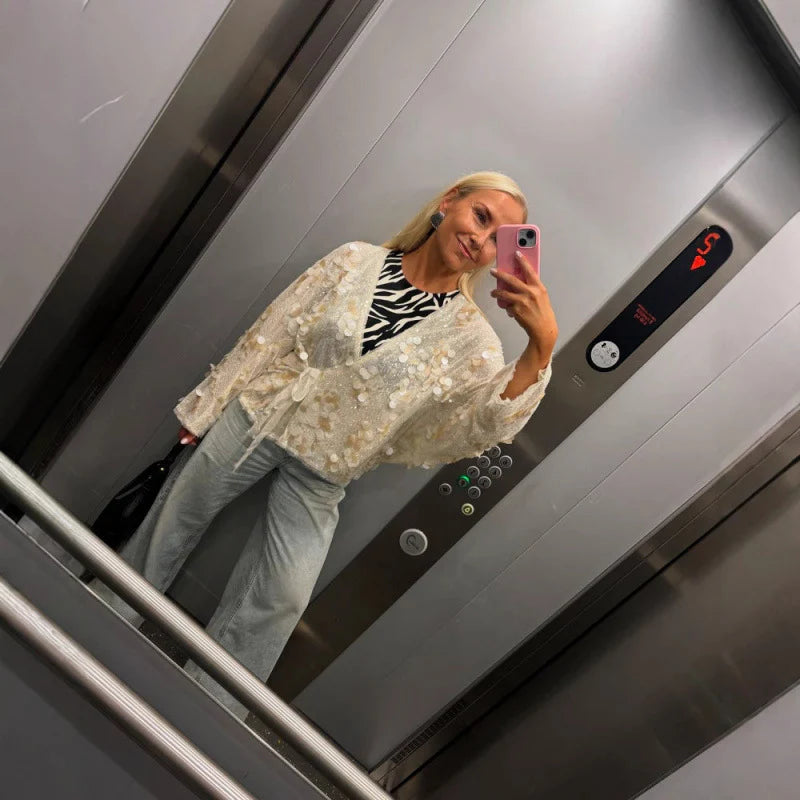 Jaylie Sequin Kimono Top