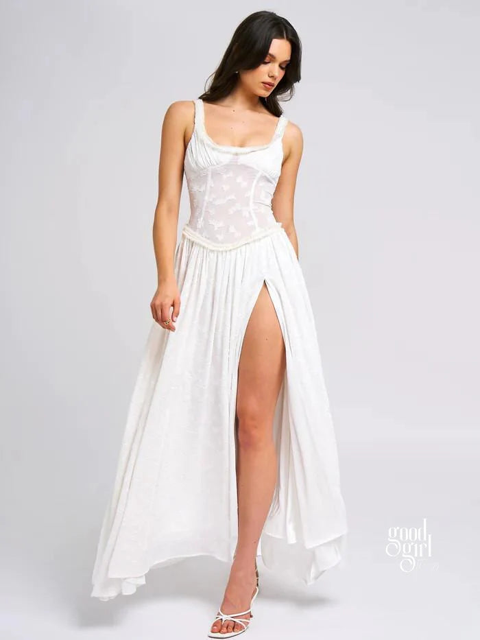 Jaziah Jacquard Slit Maxi Dress