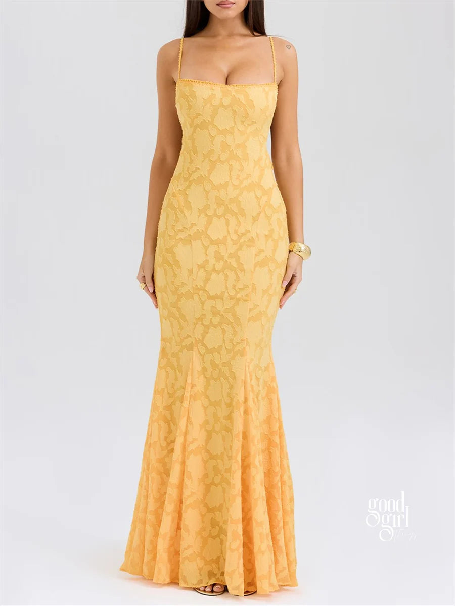 Jocelyn Square Neck Jacquard Maxi Dress