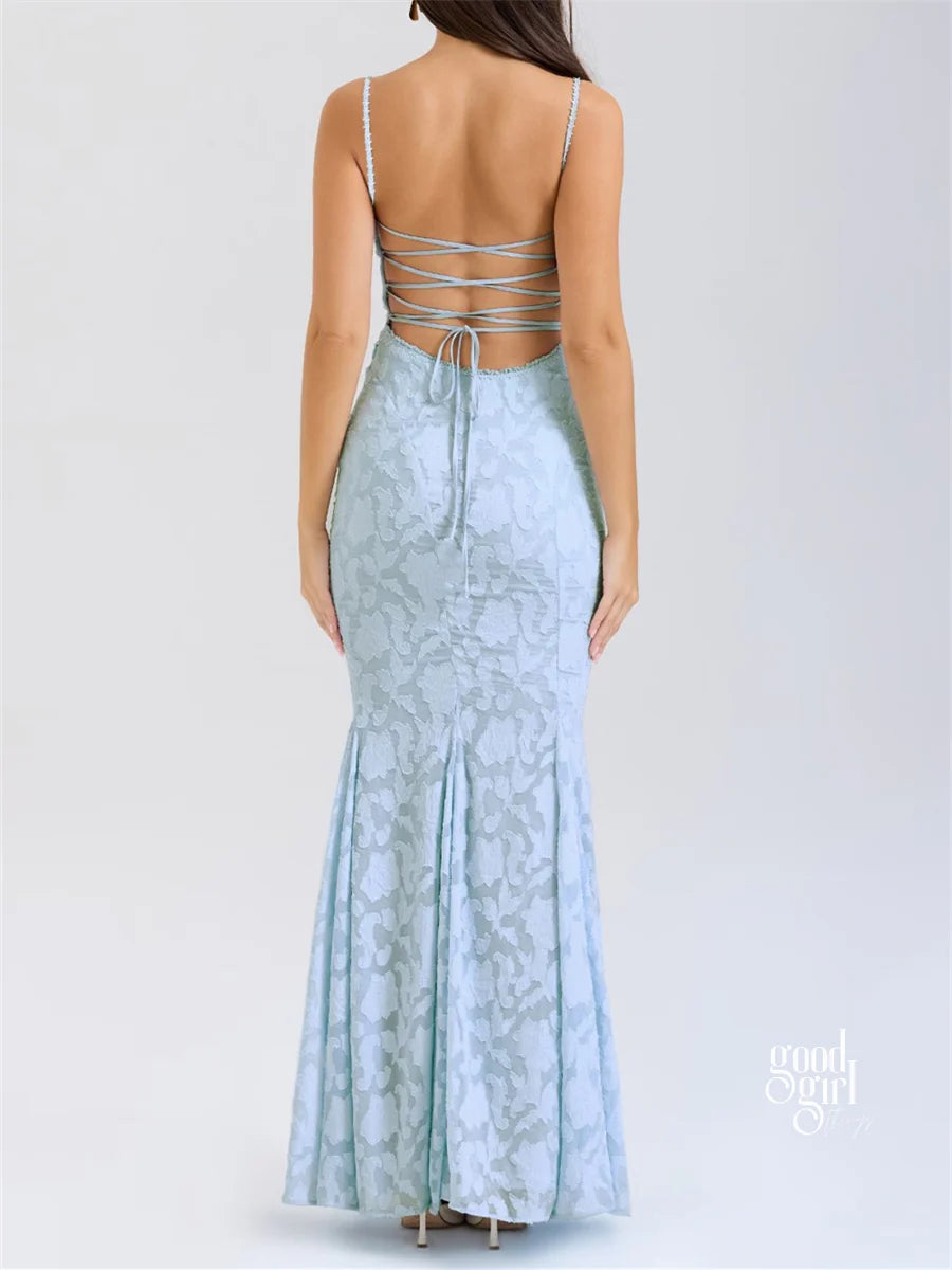 Jocelyn Square Neck Jacquard Maxi Dress