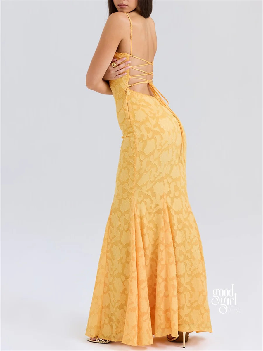 Jocelyn Square Neck Jacquard Maxi Dress