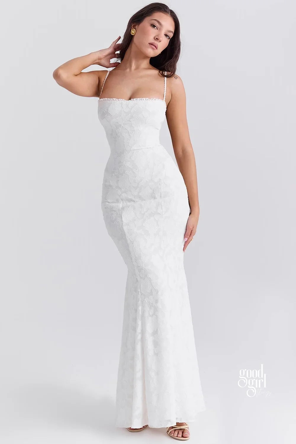 Jocelyn Square Neck Jacquard Maxi Dress