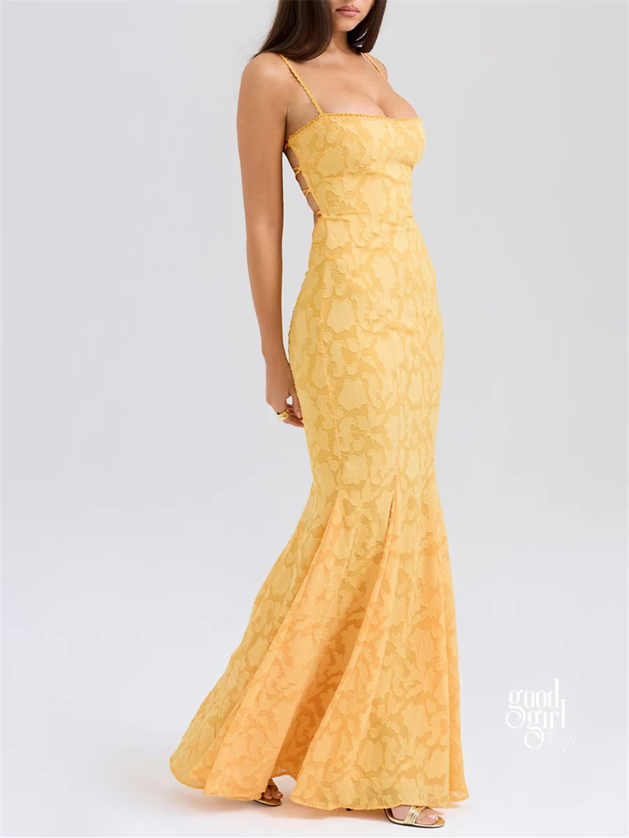 Jocelyn Square Neck Jacquard Maxi Dress