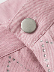 Kaidyn Pink Rhinestone Straight Jeans