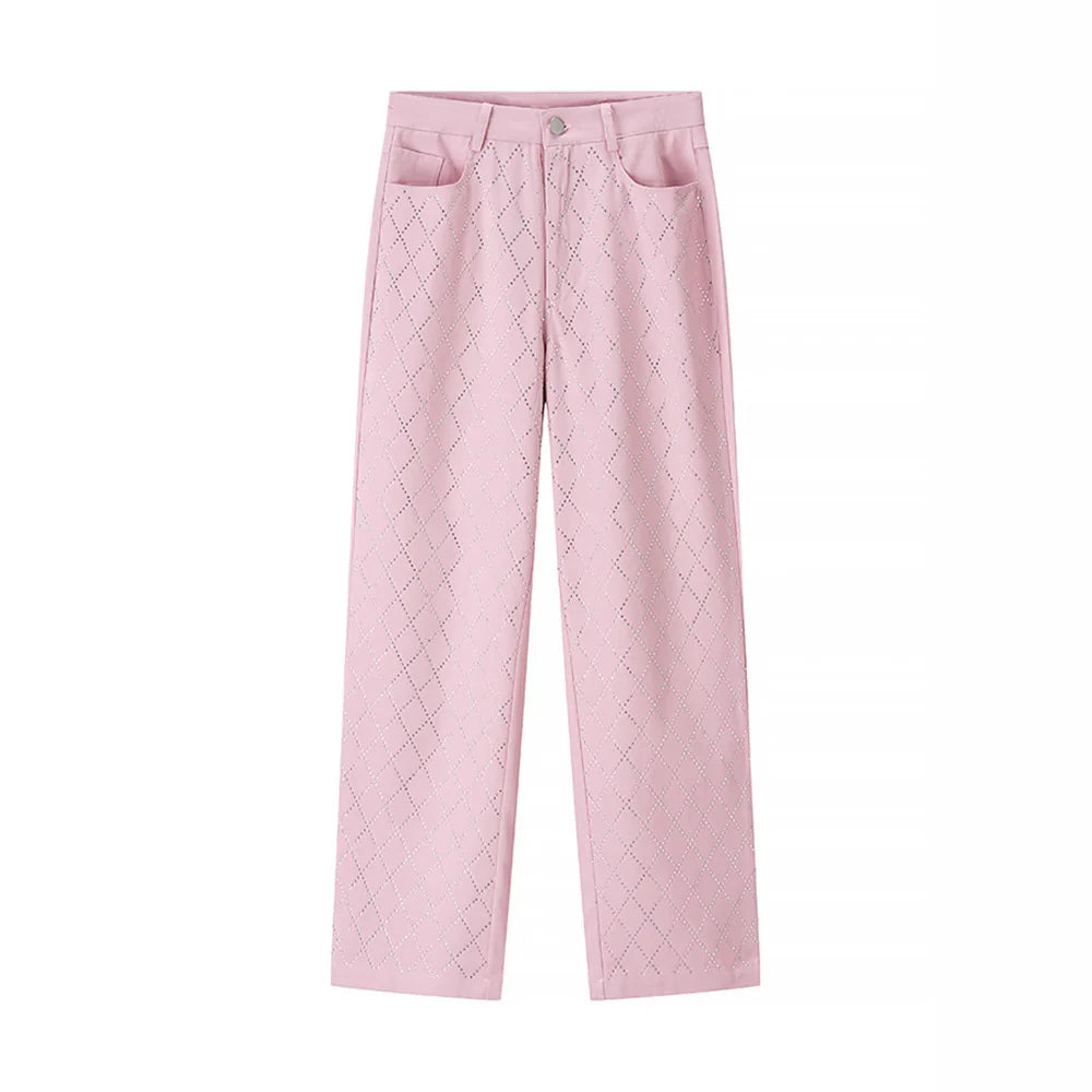 Kaidyn Pink Rhinestone Straight Jeans