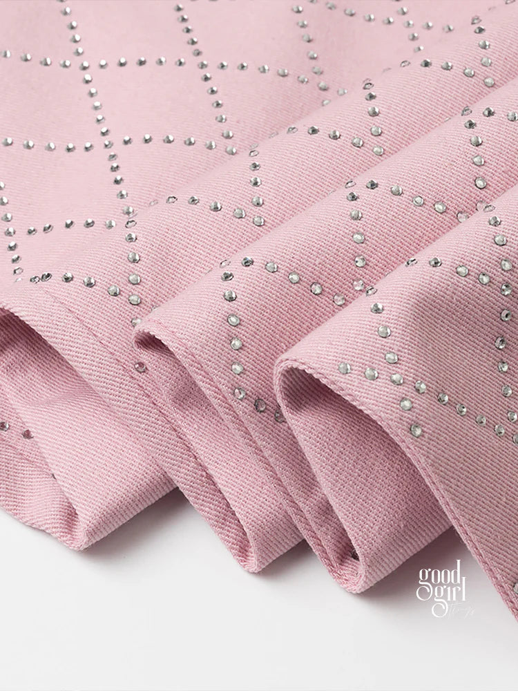 Kaidyn Pink Rhinestone Straight Jeans