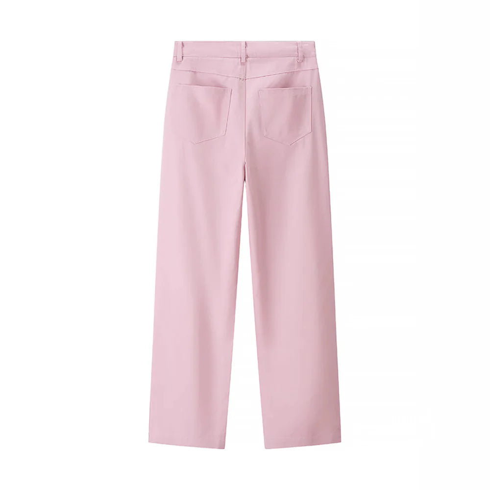 Kaidyn Pink Rhinestone Straight Jeans