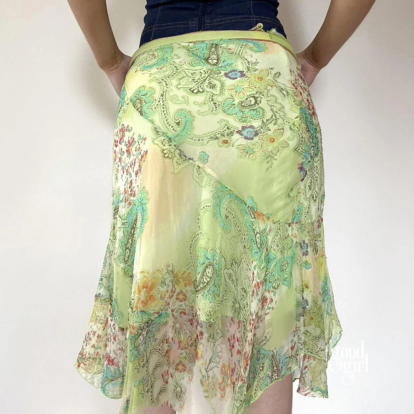 Kaleigh Irregular Mesh Midi Skirt