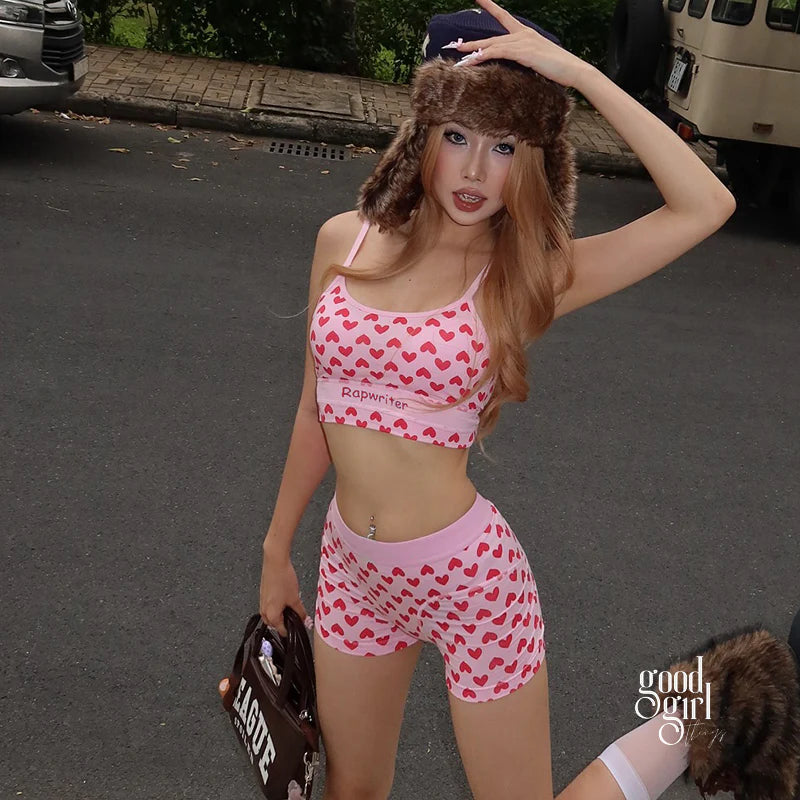 Kamiya Heart Print Short Set