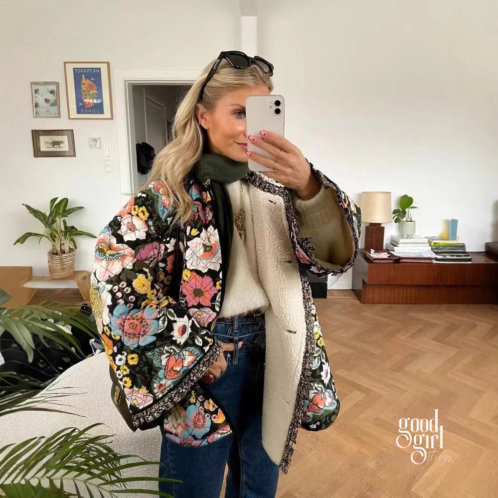 Kaylin Botanical Flare Sleeve Coat