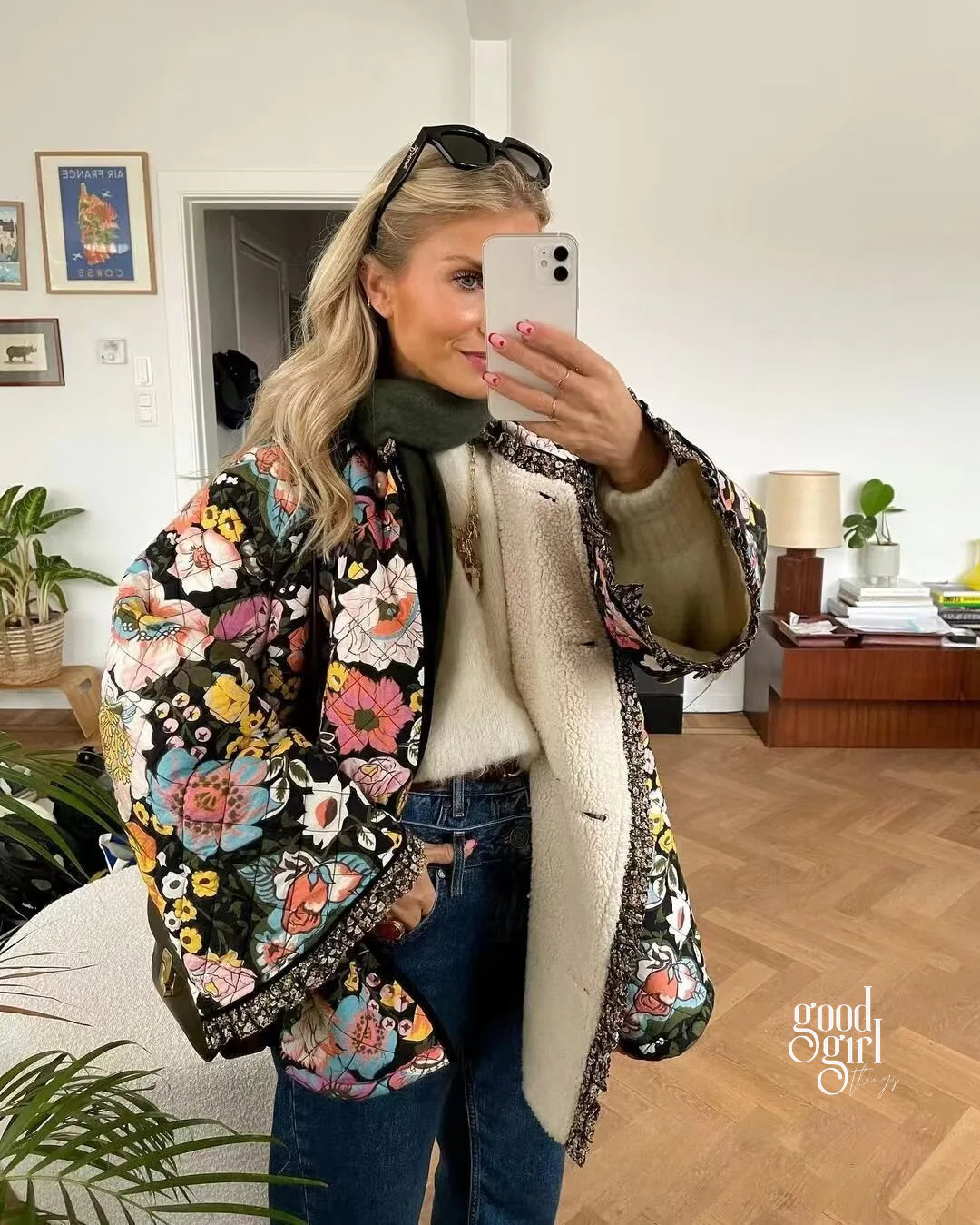Kaylin Botanical Flare Sleeve Coat