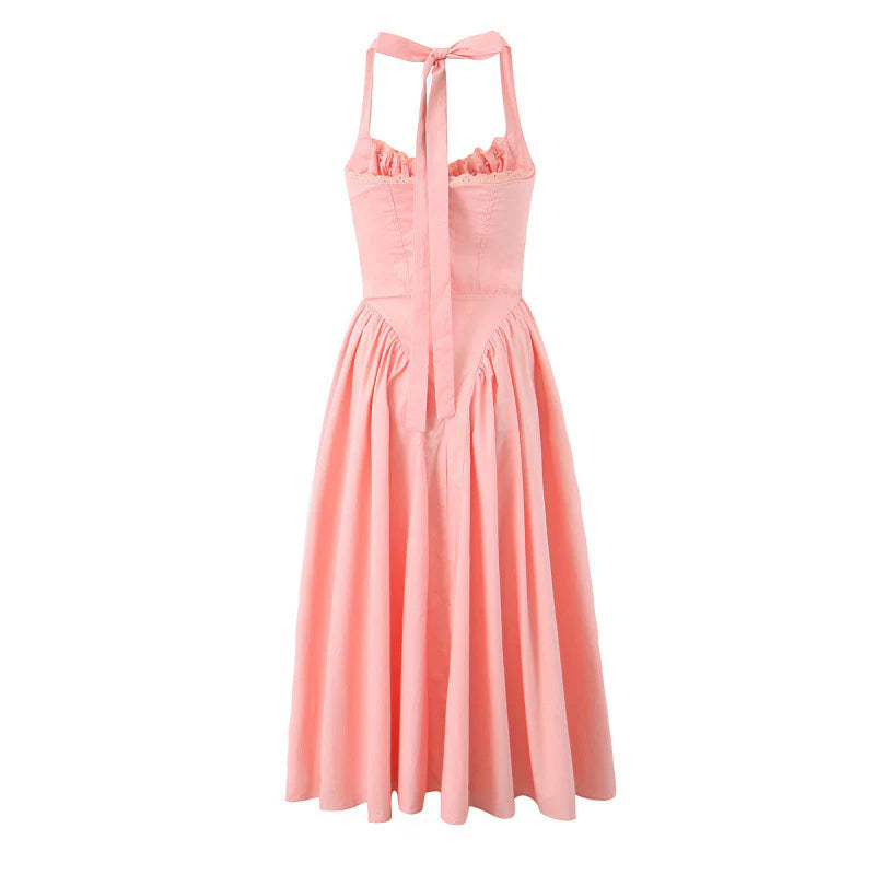Khali Pleated Halter Midi Dress