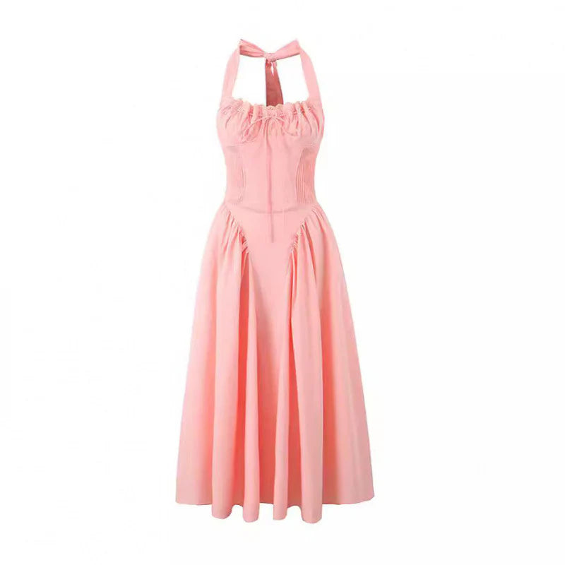Khali Pleated Halter Midi Dress