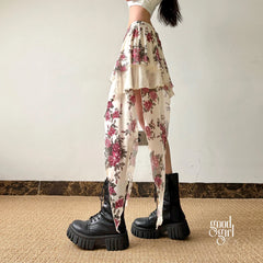 Kit Rose Print Asymmetric Skirt