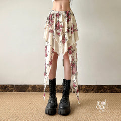 Kit Rose Print Asymmetric Skirt