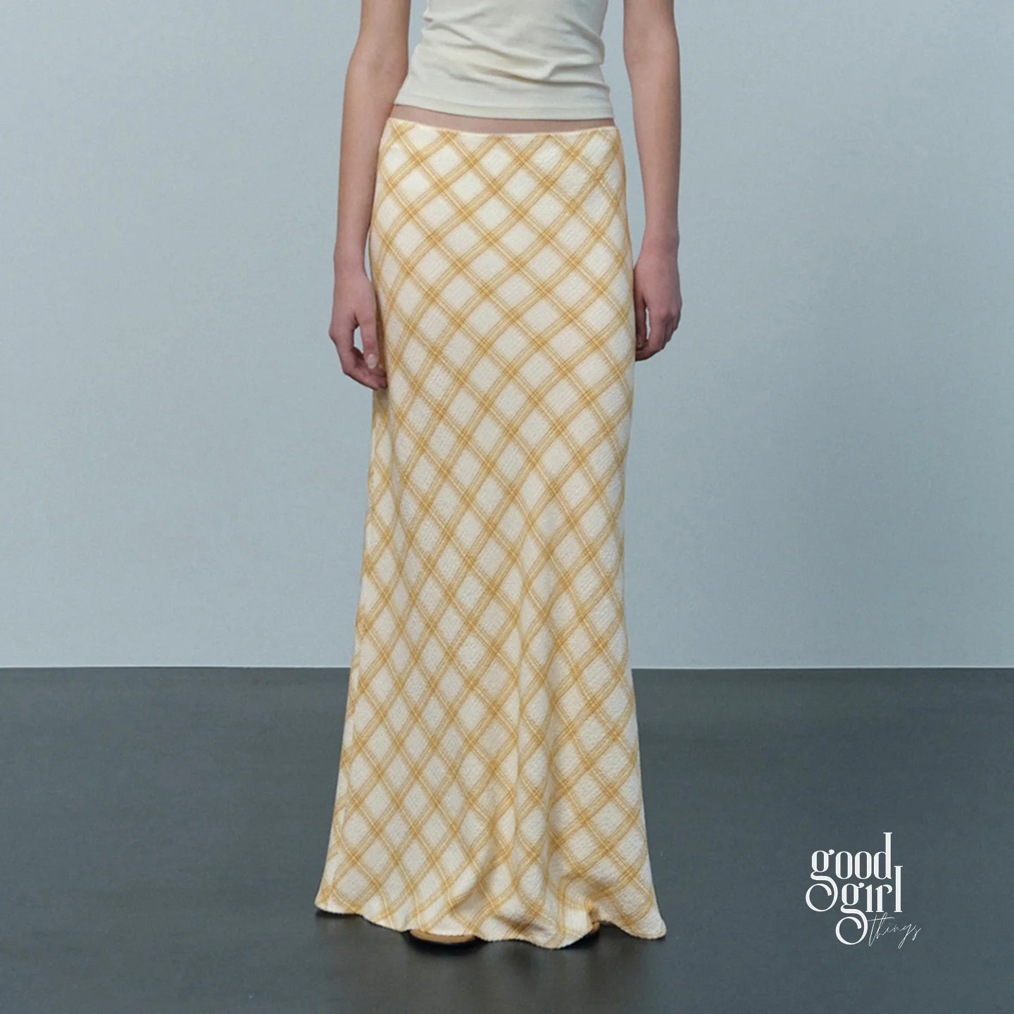 Klaudia Plaid Fishtail Midi Skirt