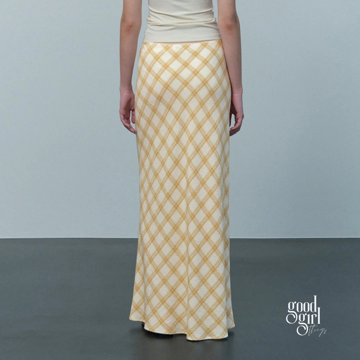 Klaudia Plaid Fishtail Midi Skirt