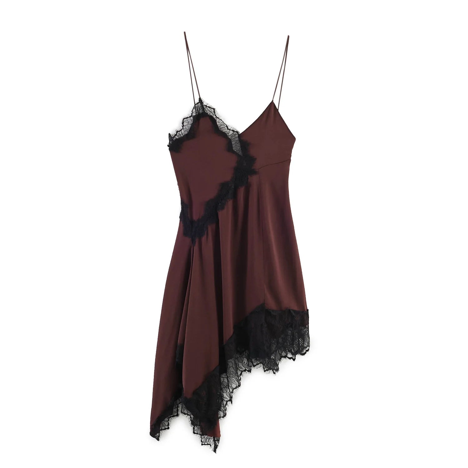 Lace Asymmetric Midi Dress