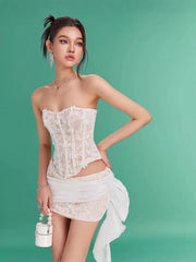 Lace Corset Skirt Set