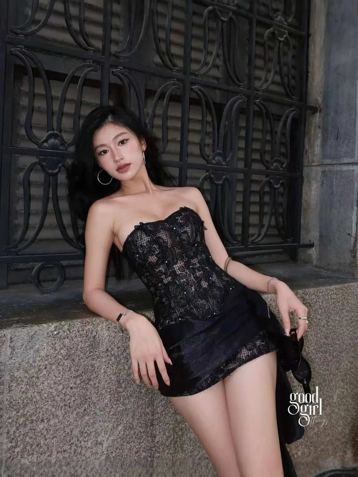 Lace Corset Skirt Set