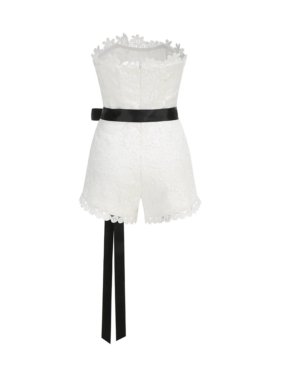 Laikynn Lace Tube Top Jumpsuit