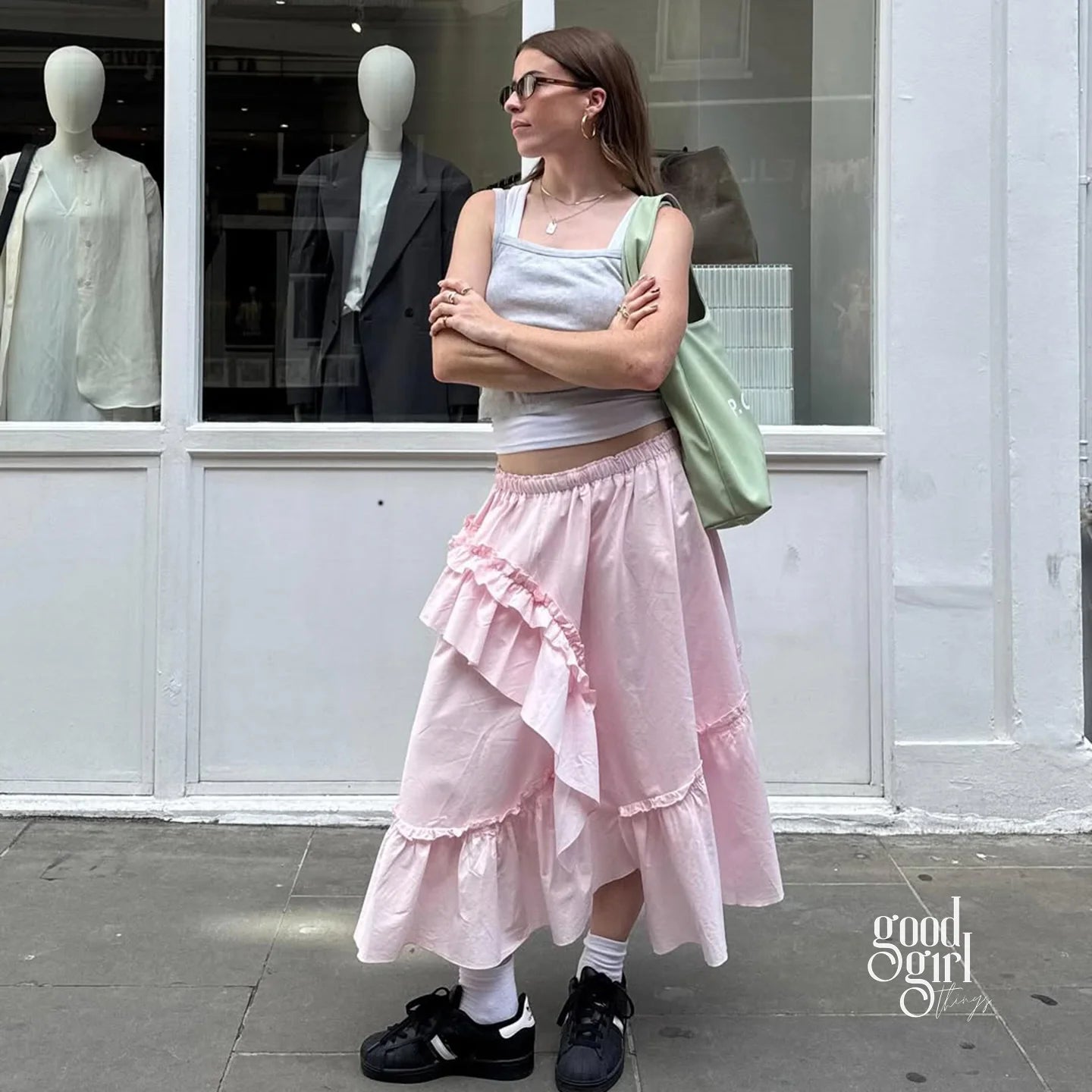 Lynlee Asymmetric Ruffle Maxi Skirt