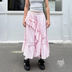 Lynlee Asymmetric Ruffle Maxi Skirt