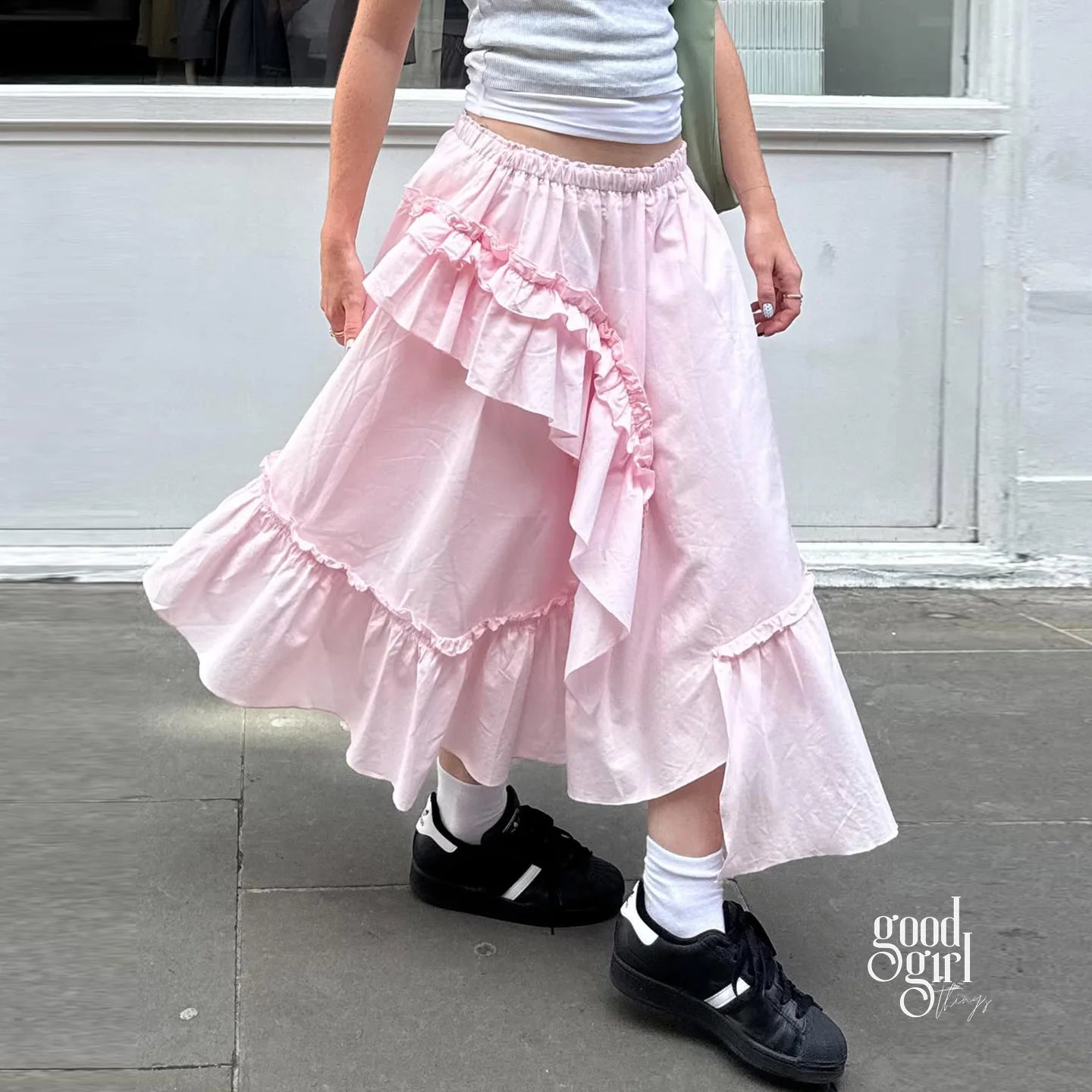 Lynlee Asymmetric Ruffle Maxi Skirt