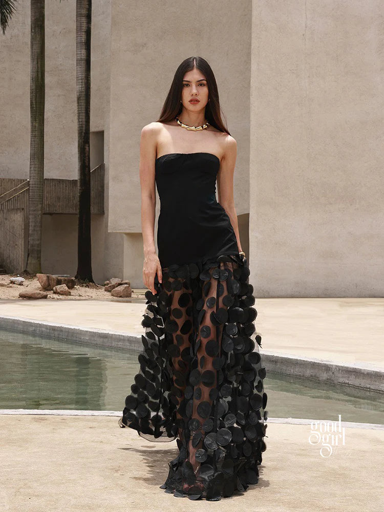 Madysen Strapless Mesh Maxi Dress