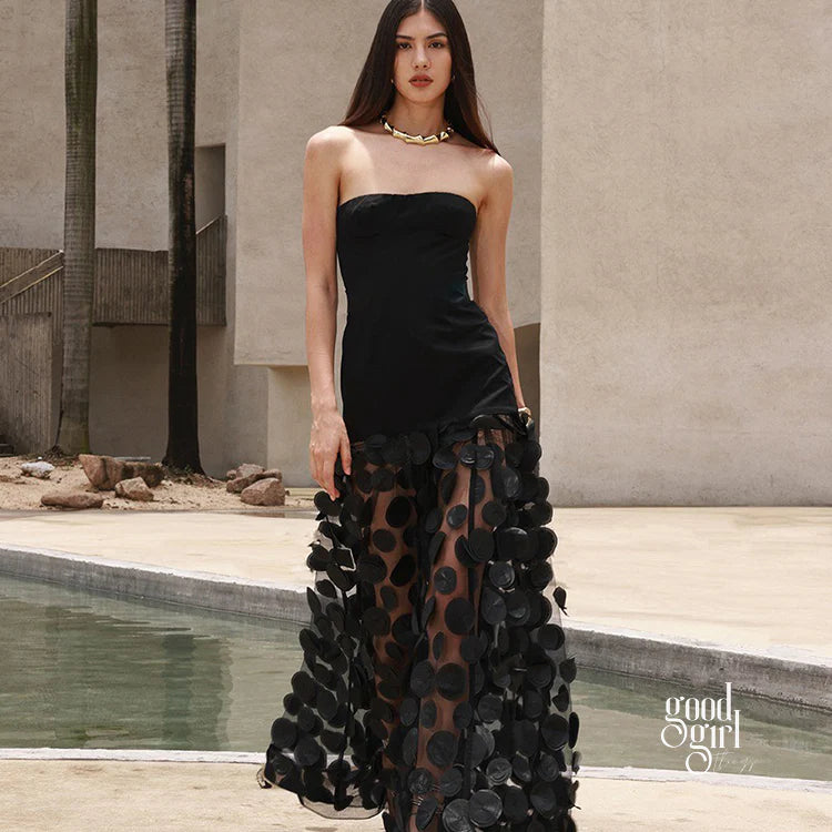 Madysen Strapless Mesh Maxi Dress