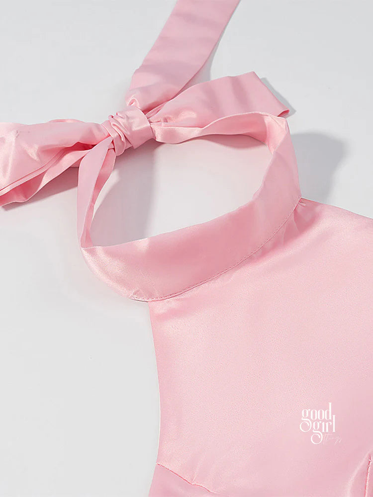 Mecca Bow Halter Mini Dress