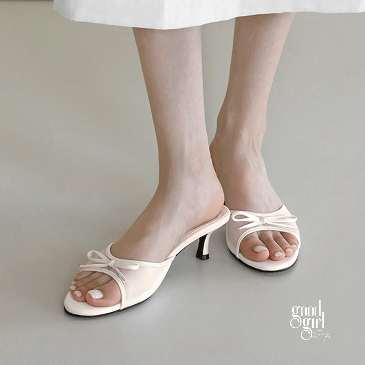 Mesh Bow Heeled Sandals