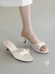 Mesh Bow Heeled Sandals