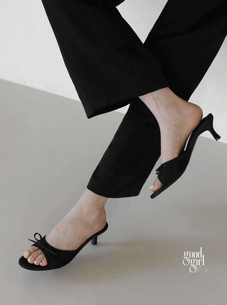Mesh Bow Heeled Sandals