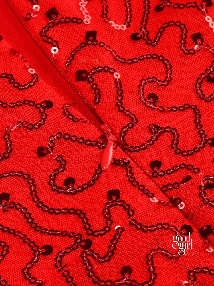 Michal Red Sequin Maxi Dress