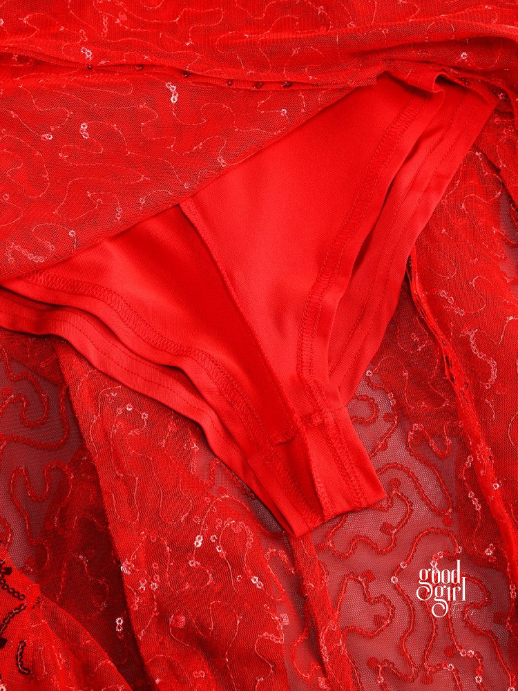 Michal Red Sequin Maxi Dress