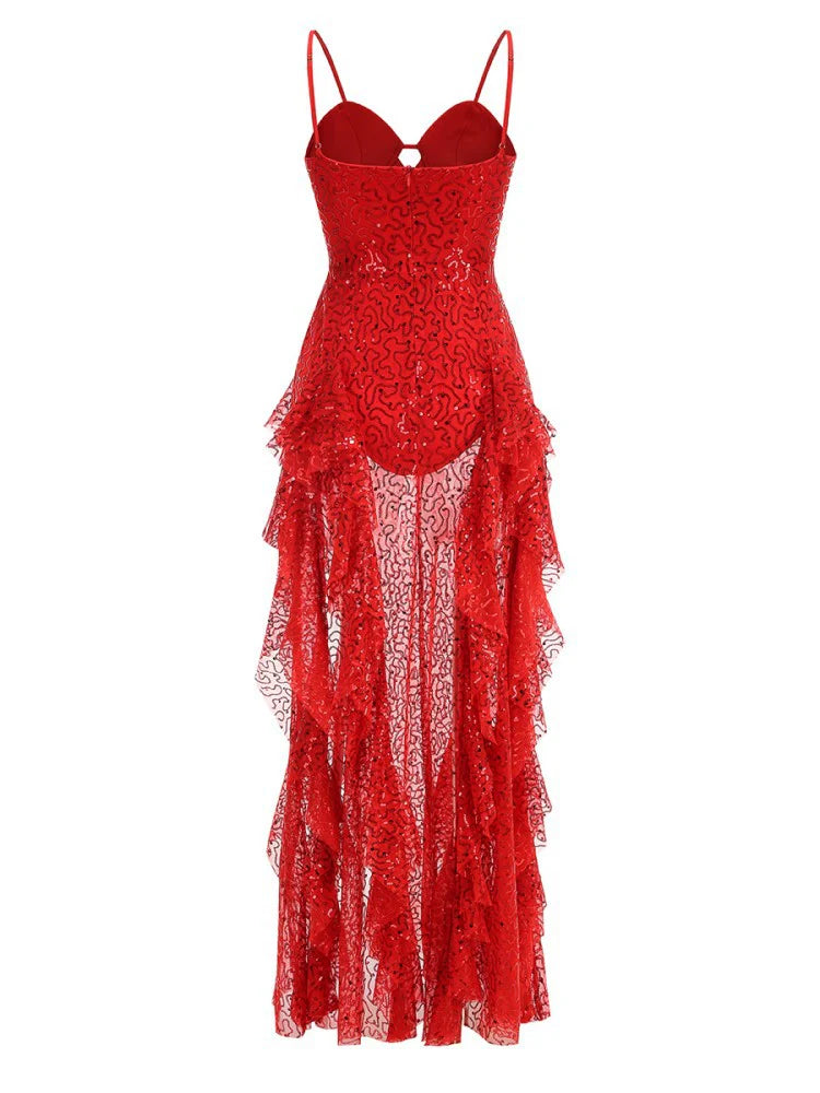 Michal Red Sequin Maxi Dress