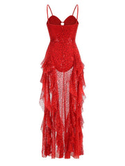 Michal Red Sequin Maxi Dress