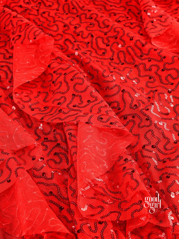 Michal Red Sequin Maxi Dress