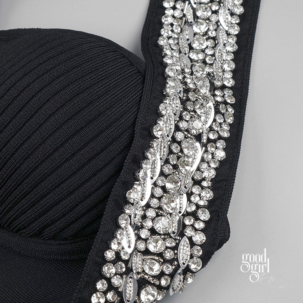 Milan Halter Embellished Mini Dress